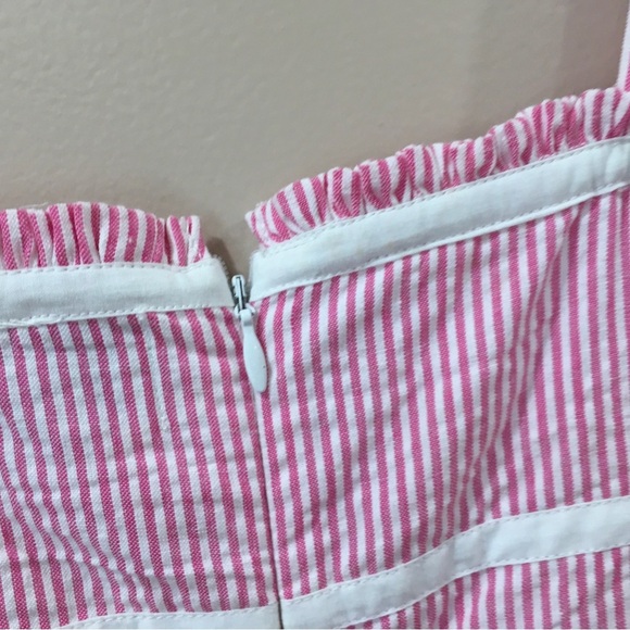 Duffield Lane Women’s Small Mini Dress Pink White Striped Seersucker Beach - Picture 7 of 8